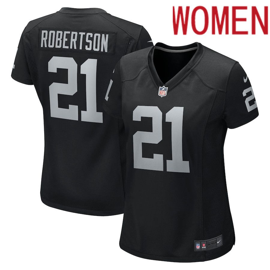 Women Oakland Raiders #21 Amik Robertson Nike Black Team Game NFL Jersey->women nfl jersey->Women Jersey